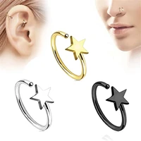 new 1pcs surgical steel star nose ring hoops ear cartilage open hoop ring piercing jewelry earrings for women wholesale
