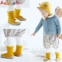 animal thicken plus velvet baby shoes girl boy toddler walking soft shoes rubber sole middle floor socks childrens socks
