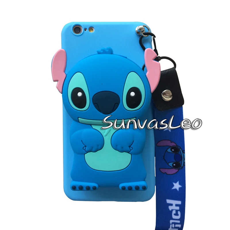 Blue Stitch 3D кошелек для samsung Galaxy Note 10/Note 10 Plus, мягкий силиконовый чехол с изображением животных из мультфильма, чехол-кошелек, чехол для телефона с цепочкой и кабелем - Цвет: Blue Stitch