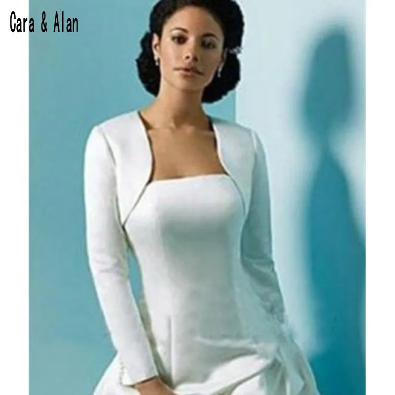 

Custom Made Wedding Bolero Long Sleeve Satin Bridal Jacket High Quality Wedding Coat