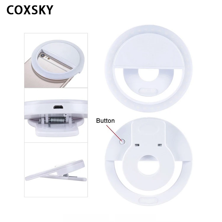 

gadgets led mini round phone clip fill loght led mobile phone light handy selfie ring fill cover light with light for phone