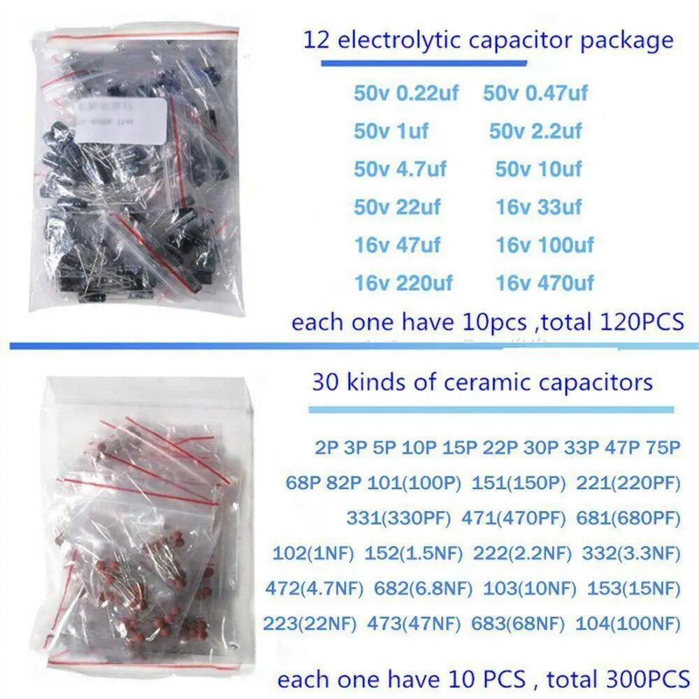 Базовый стартовый набор электронных компонентов 1390 шт. светодиодный