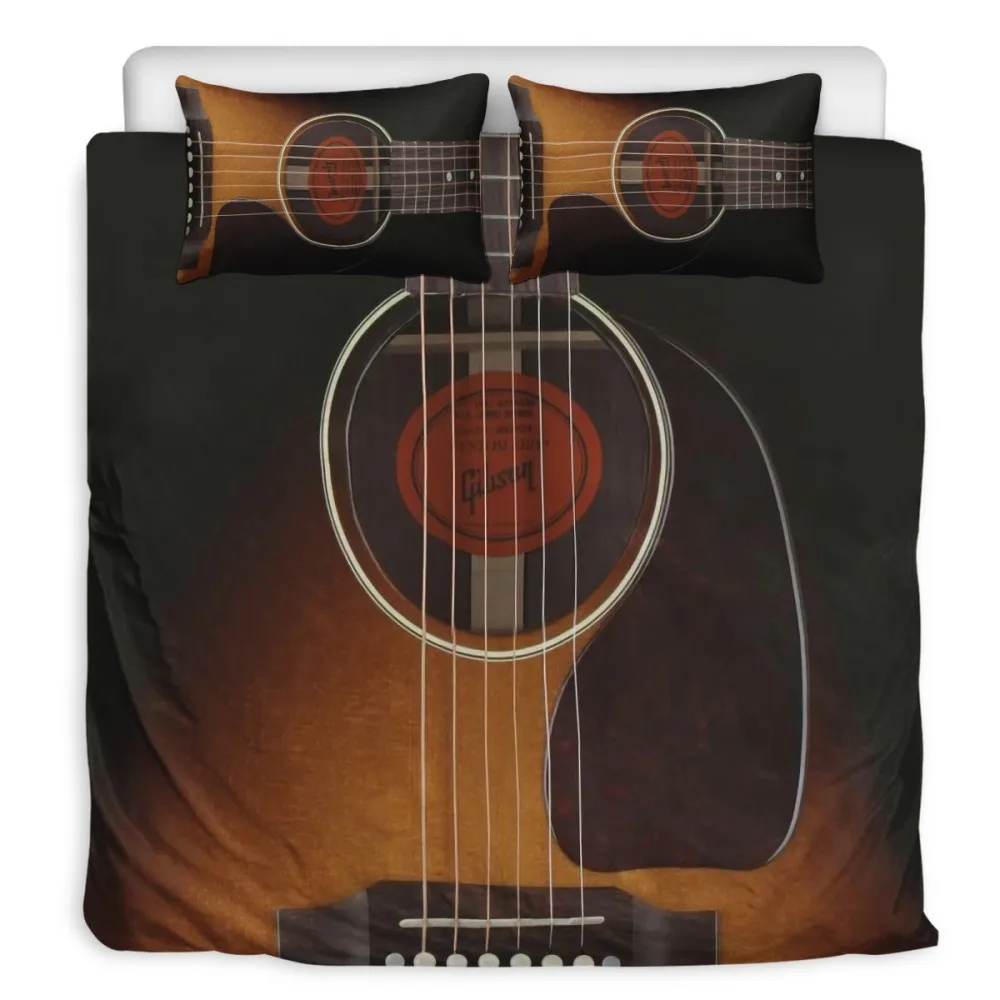 Juego de ropa de cama con estampado 3D de guitarra, edred&oacute;n con estampado Musical para decoraci&oacute;n de dormitorio, tama&ntilde;o Queen, regalos de navidad-3