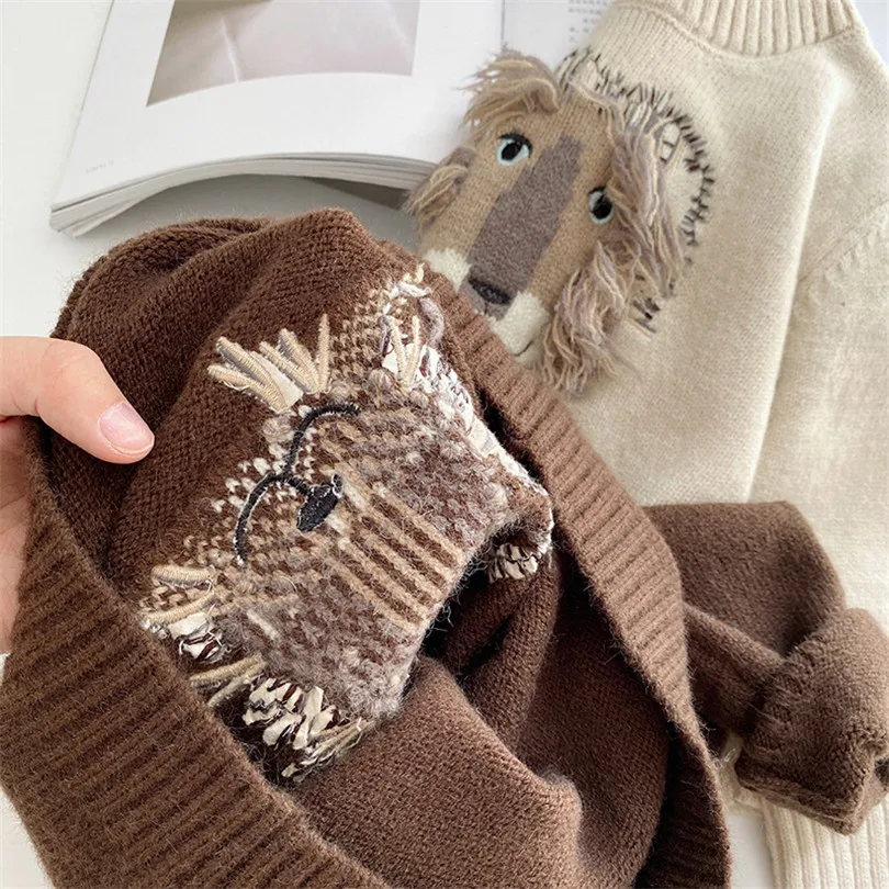 

Children Sweater Baby Boys Sweaters Cotton Lion Kniited Kids Pullover Sweater For Boy Cotton Toddler Boys Pullover Sweater Tops