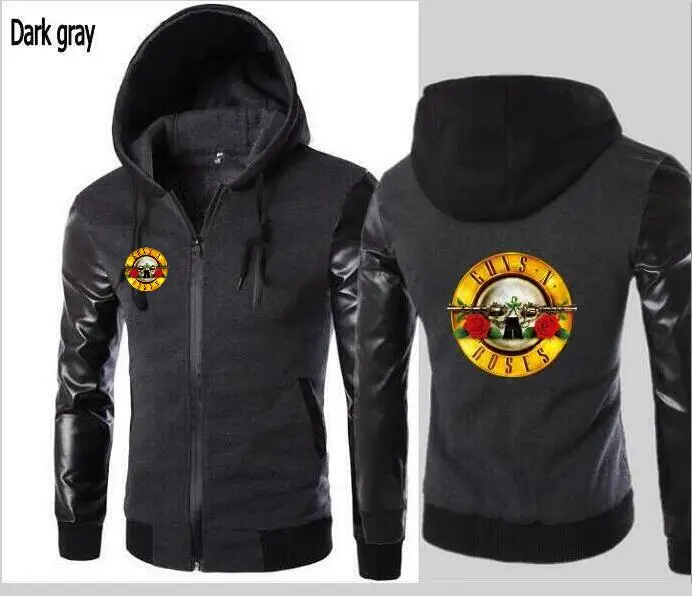 Мужская кожаная куртка с капюшоном Guns N' Roses модная мотоциклетная повседневная