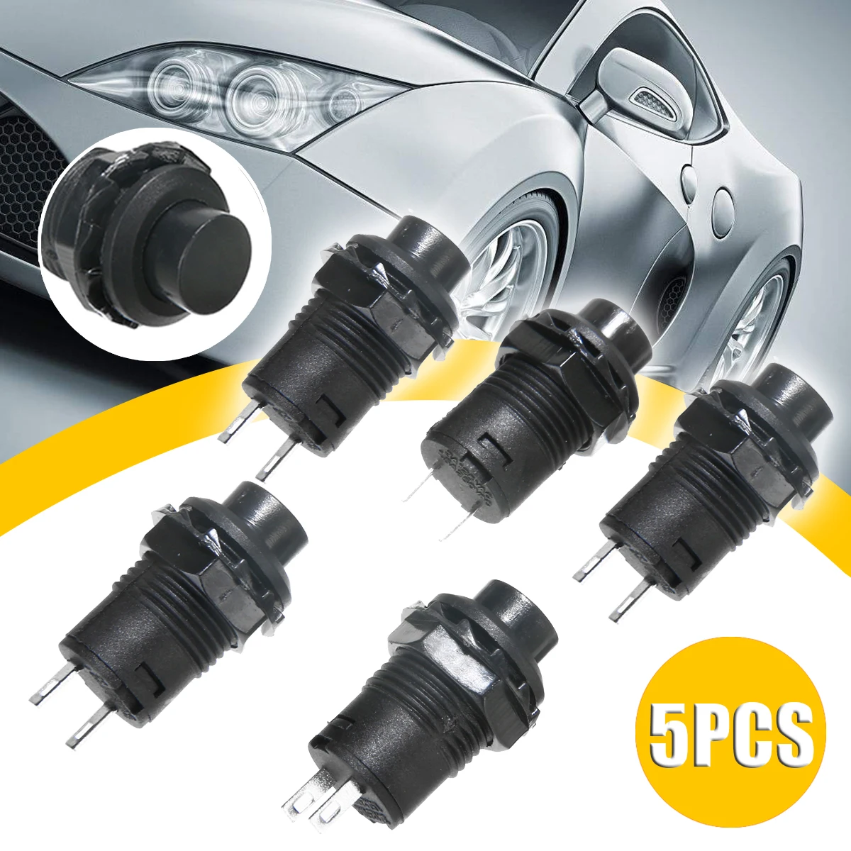 Звонок рожок переключатели 5 шт. Черный Автоматический кнопочный сигнал 12 В