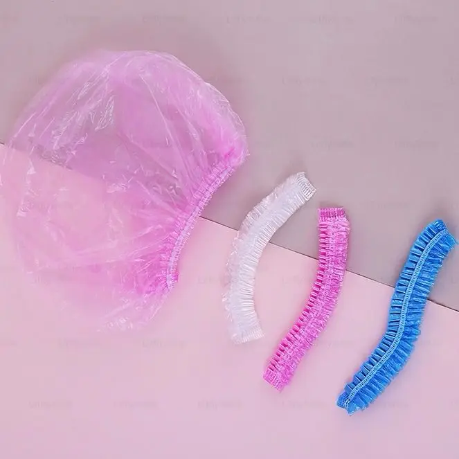 Одноразовые шапки для душа 200 шт./лот купания эластичные отеля прозрачные товары
