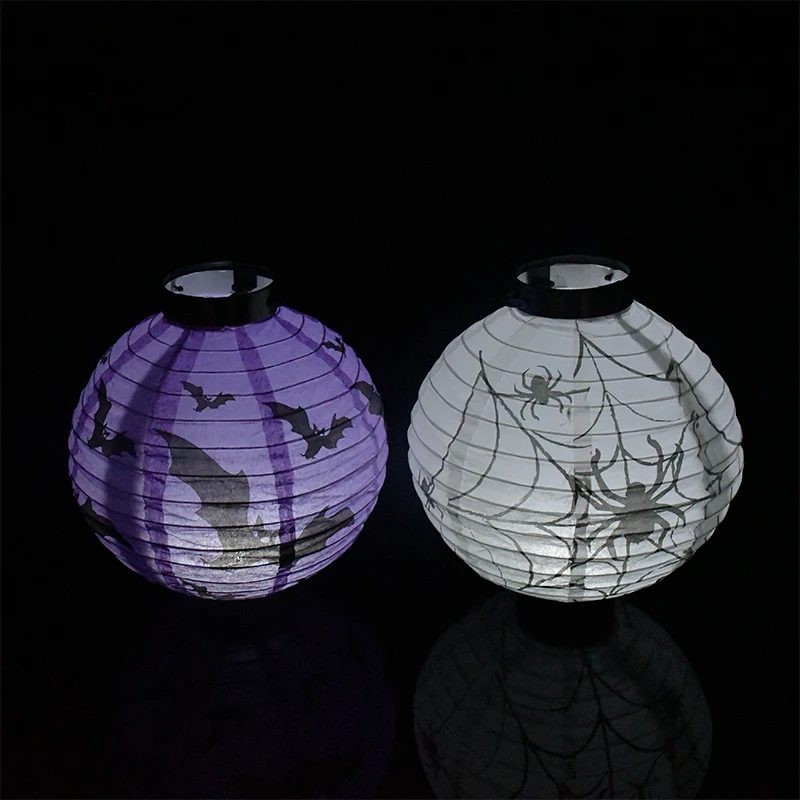 Украшения для Хэллоуина бумажные фонари со светодиодный светильник кой 20 см | Дом