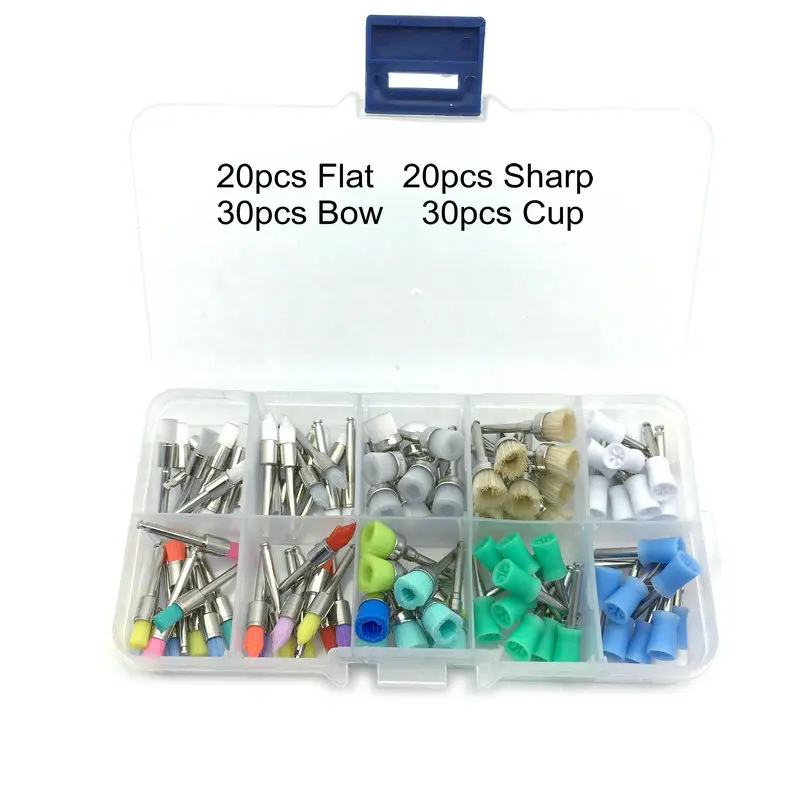 100 шт. набор для полировки зубов устройство прорезиненная нейлоновая щетина