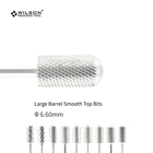 2 шт. большая бочка Гладкая верхняя часть-средняя (стандартная)-серебряное покрытие-фреза для ногтей из карбида WILSON