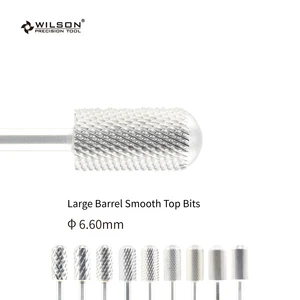 2 шт. большая бочка Гладкая верхняя часть-средняя (стандартная)-серебряное покрытие-фреза для ногтей из карбида WILSON