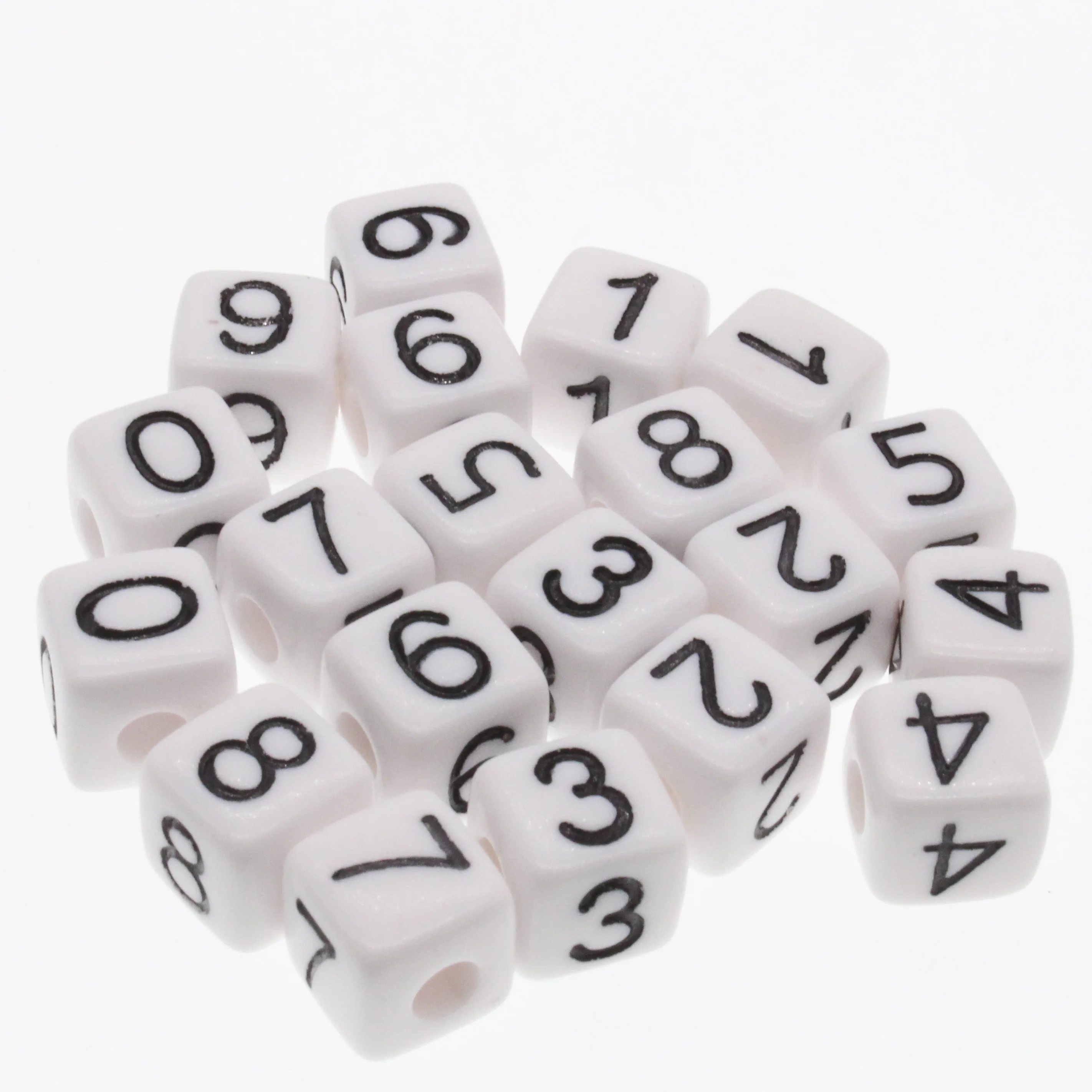 

20/50 шт., акриловые бусины-цифры для браслетов, 10 х10 мм