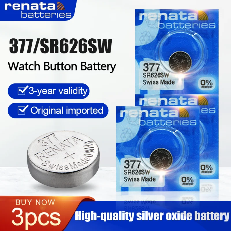 3 шт. Оригинальный Renata 377 SR626SW AG4 LR626 SR66 V377 Кнопочная монетница 1 55 в оксид серебра