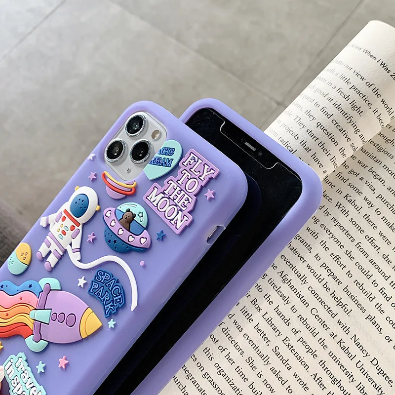Симпатичный 3D чехол для телефона с космосом астронавтом iPhone 11 12 Pro XS MAX Mini 7 8 Plus XR X SE
