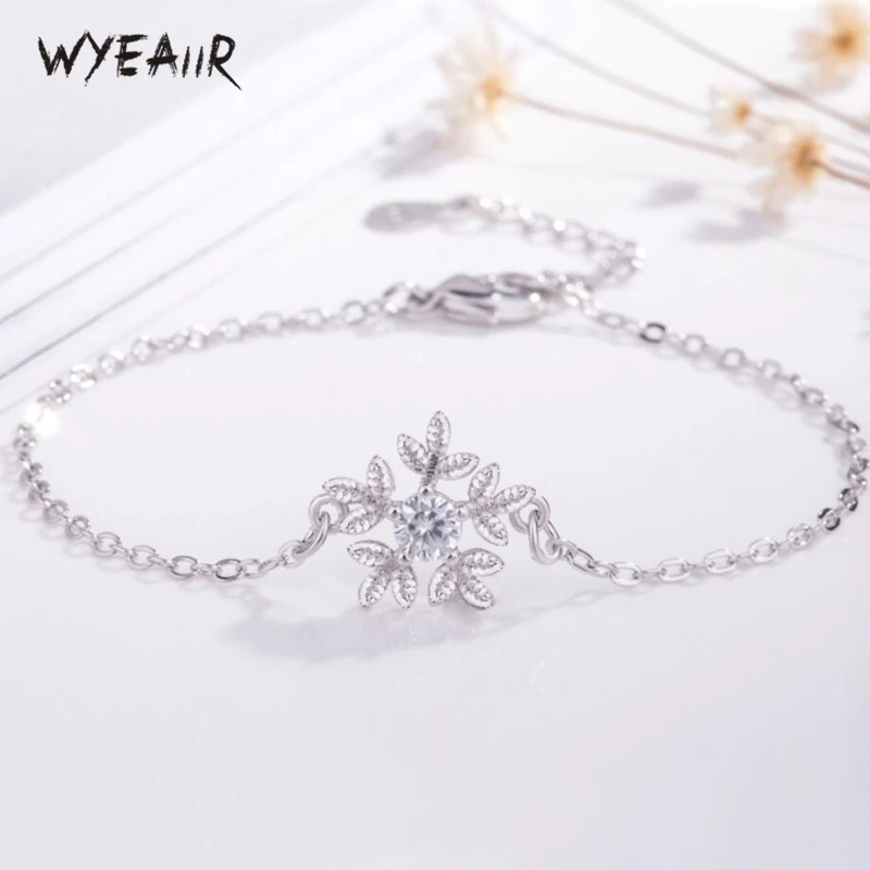 WYEAIIR Стразы с цирконом Рождественский подарок милый снежинка дикий 925 пробы