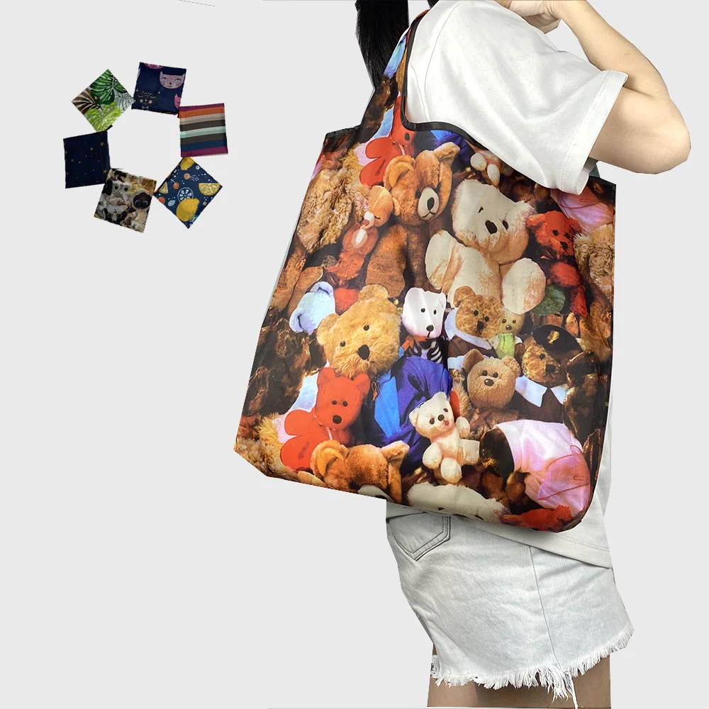 Многоразовая Складная Сумка-тоут для покупок милая продуктовая сумка средней