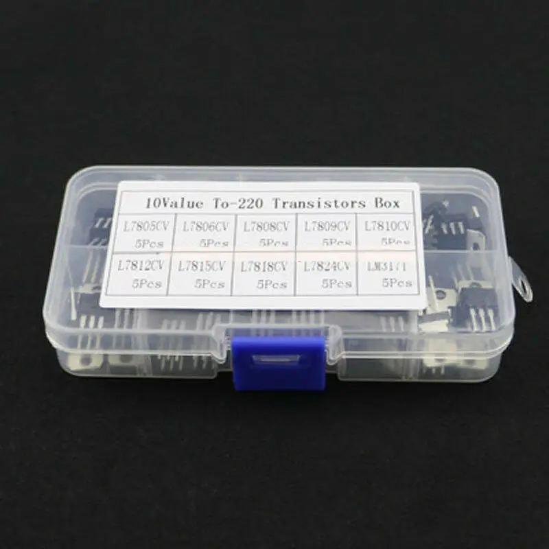 

50pcs 10 Value Voltage Regulator Transistor Assortment LM317T L7805 L7806-L7824