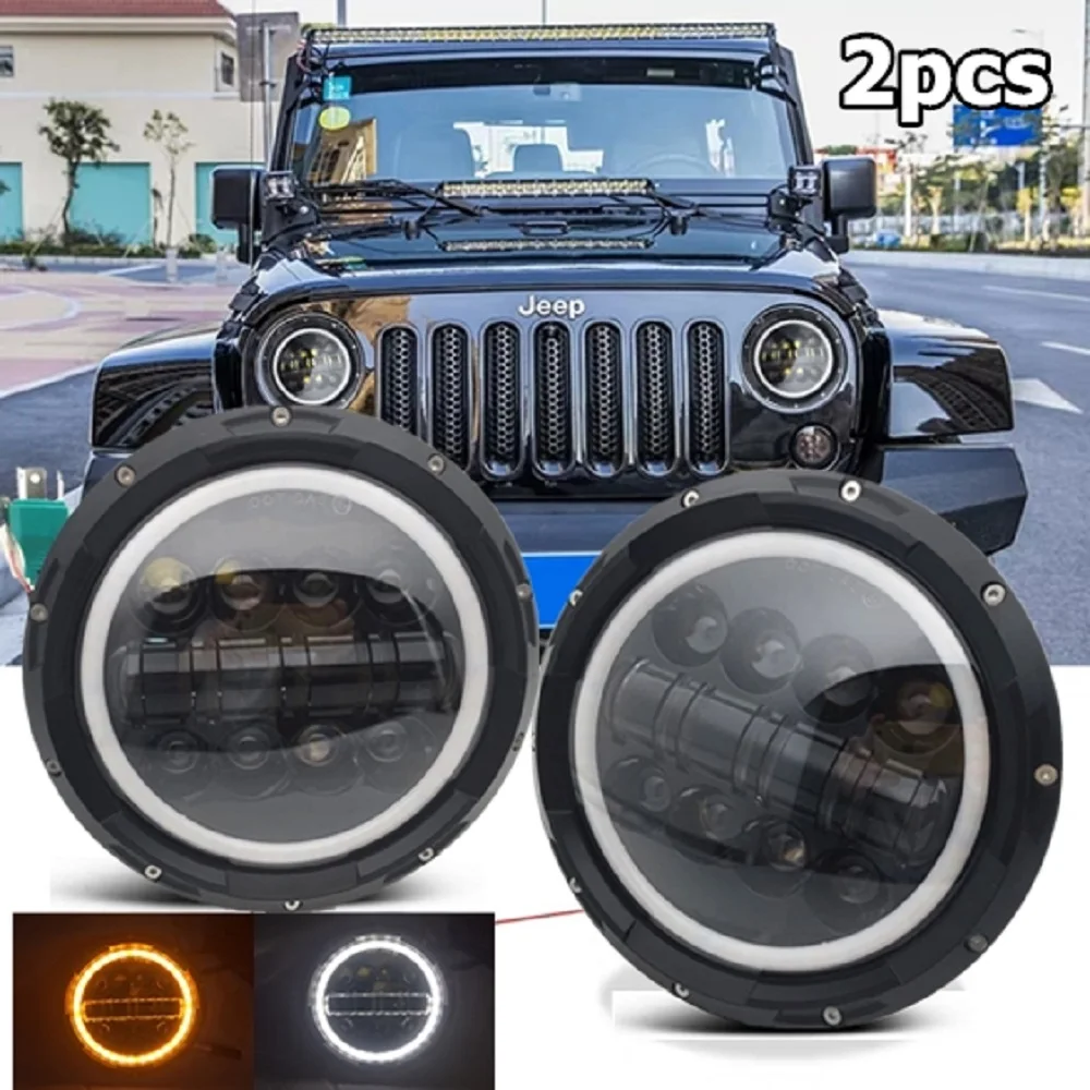 Светодиодные галогенные фары 80 Вт 7 дюймов для Jeep Wrangler Unlimited Rubicon JK TJ CJ круглые с