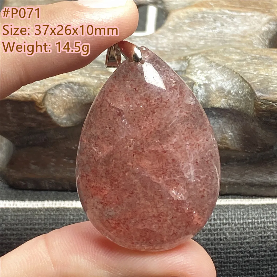 

Natural Strawberry Quartz Stone Pendant Jewelry For Women Man Crystal Healing Wealth Luck 37x26x10mm Beads Silver Stone AAAAA