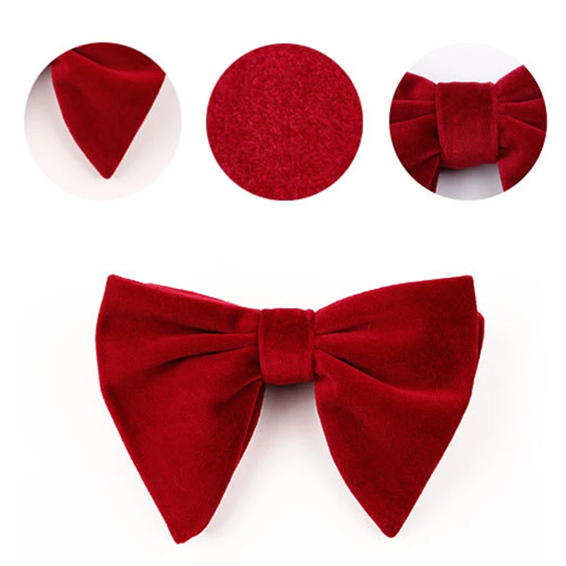 

2019 New Fashion Velvet Big Bowties for Women Men Grom Wedding Bow Tie Necktie Soft Solid Color Gravatas Slim Black Cravat