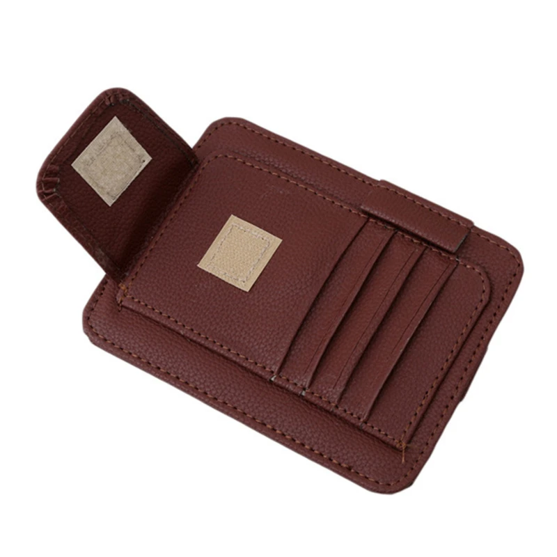 

Leather Pattern Car Sun Visor Bill File Glasses Clip Card Slot 4 Colors Pattern High Speed Gas Card Storage Bag Holder