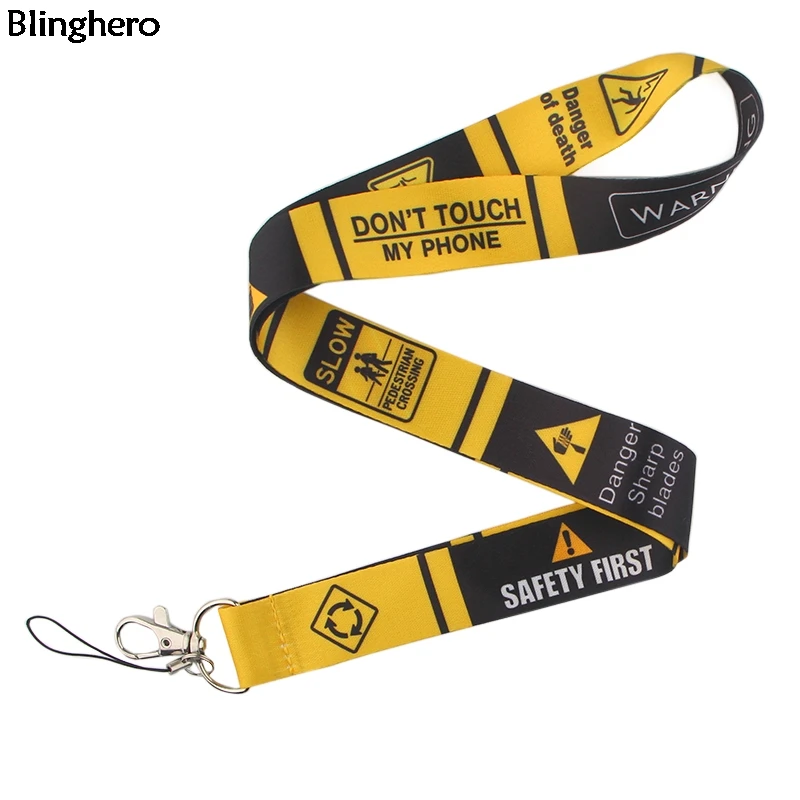 

10pcs/lot Blinghero Warning Sign Lanyards Cool Neck Strap Phone Keys ID Badge Holder Lanyard For Keys Hang Rope Lanyards BH0172
