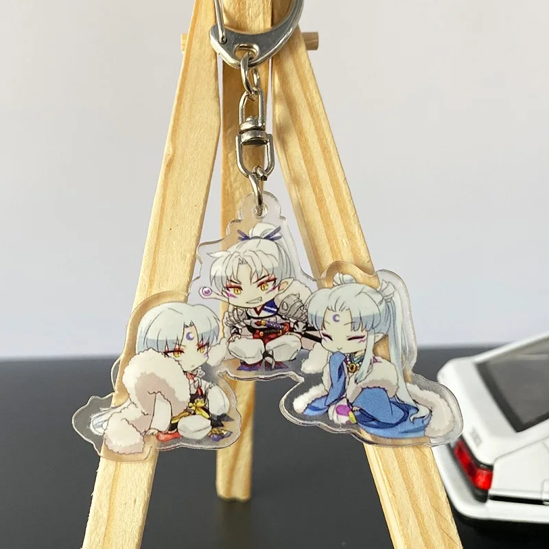

Hot Classic Anime Inuyasha Key Chain Handsome Sesshoumaru Acrylic Figures Pendant Keychains Bag Charm Keyring Gifts For Man
