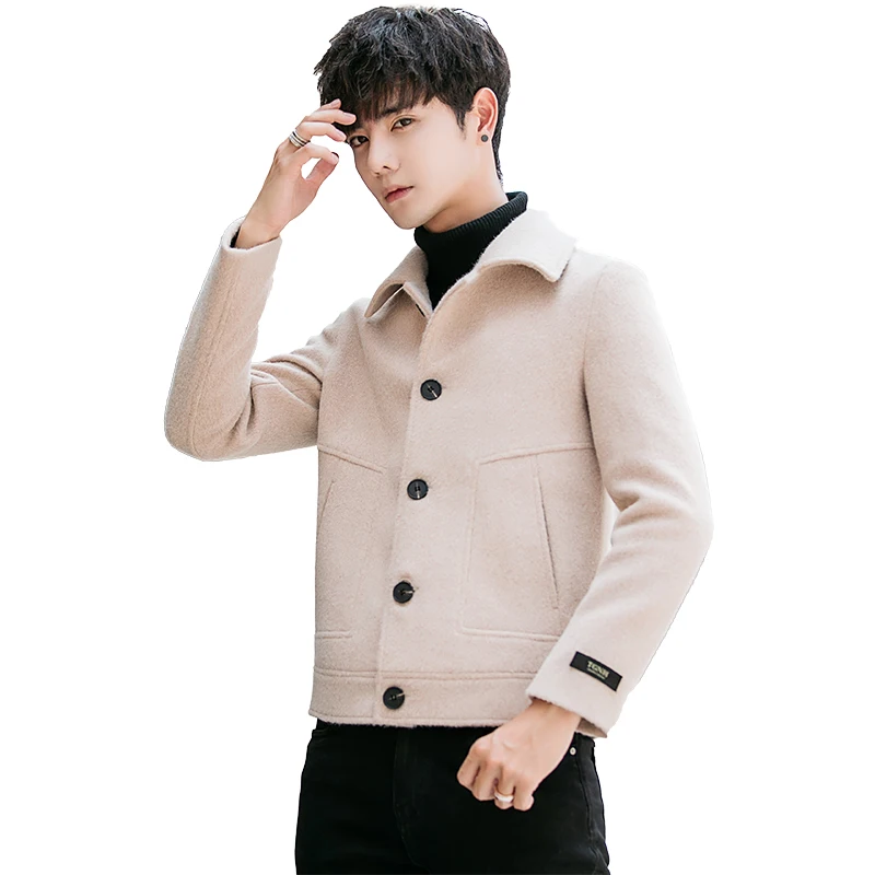 Осеннее популярное модное шерстяное и Смешанное пальто мужское короткое