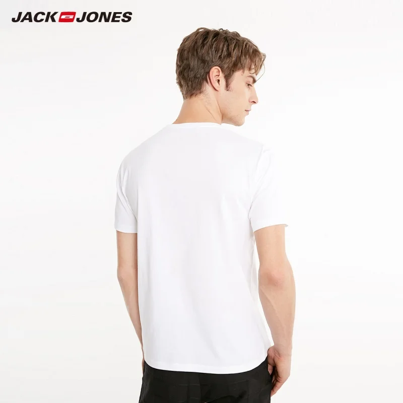 Мужская футболка JackJones 100% хлопок с буквенным принтом вышивкой прямой крой