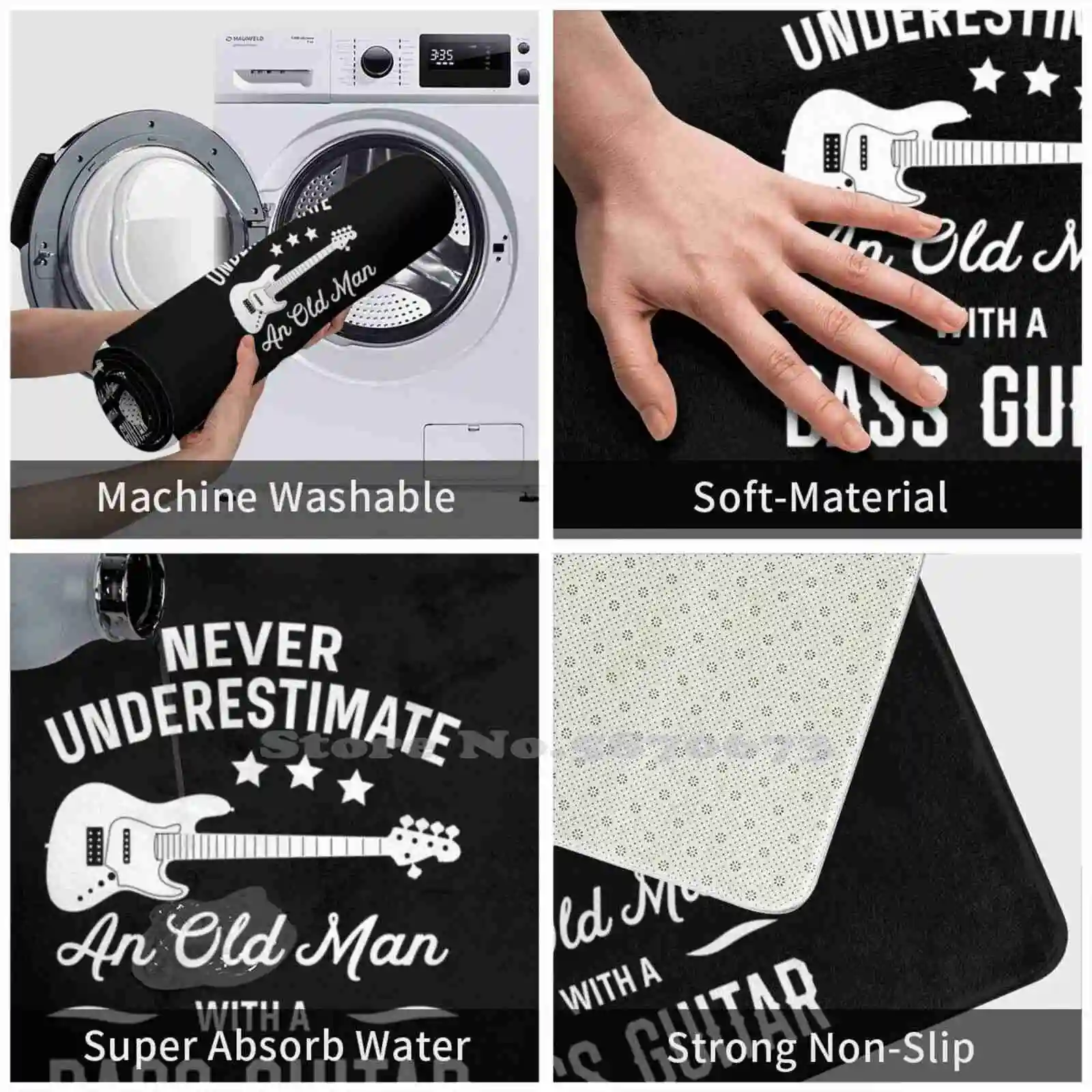 Мягкий Нескользящий 3D-коврик для бас-гитары пожилых людей | Коврики