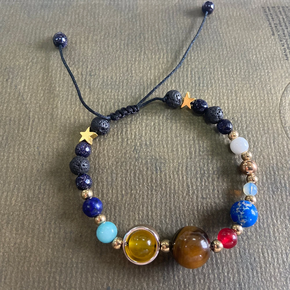 

Yoga Chakra Eight Planets Universe Planet Beads Bracelet Fashion Jewelry Natural Solar Series Women's Or Men's Energy Bracelet