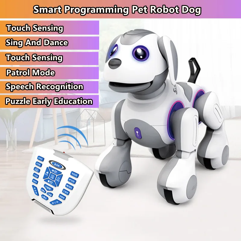 

Puzzle Early Education RC Robot Dog Intelligent Programming Touch Sensing Singing and Dancing Voice Interactive Pet Electric Toy