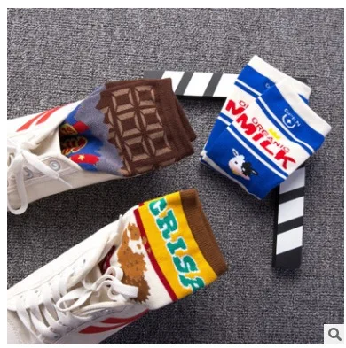 Harajuku Стиль осенние и зимние женские смешные мужские носки короткие в стиле