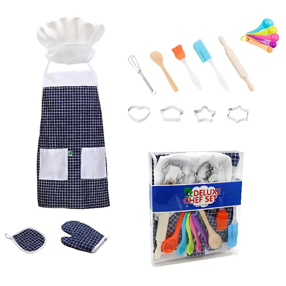 

Kids Baking Set With Apron Cooking And Baking Set For 3-8 Year Olds Food-grade Real Kitchen Playhouse Accessories Gift Set Pro