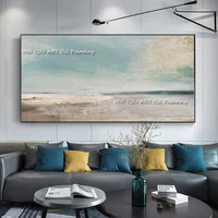blue sky and sea beach aestheticism landscape 100handmade canvas painting wall art picture for living room decor salon