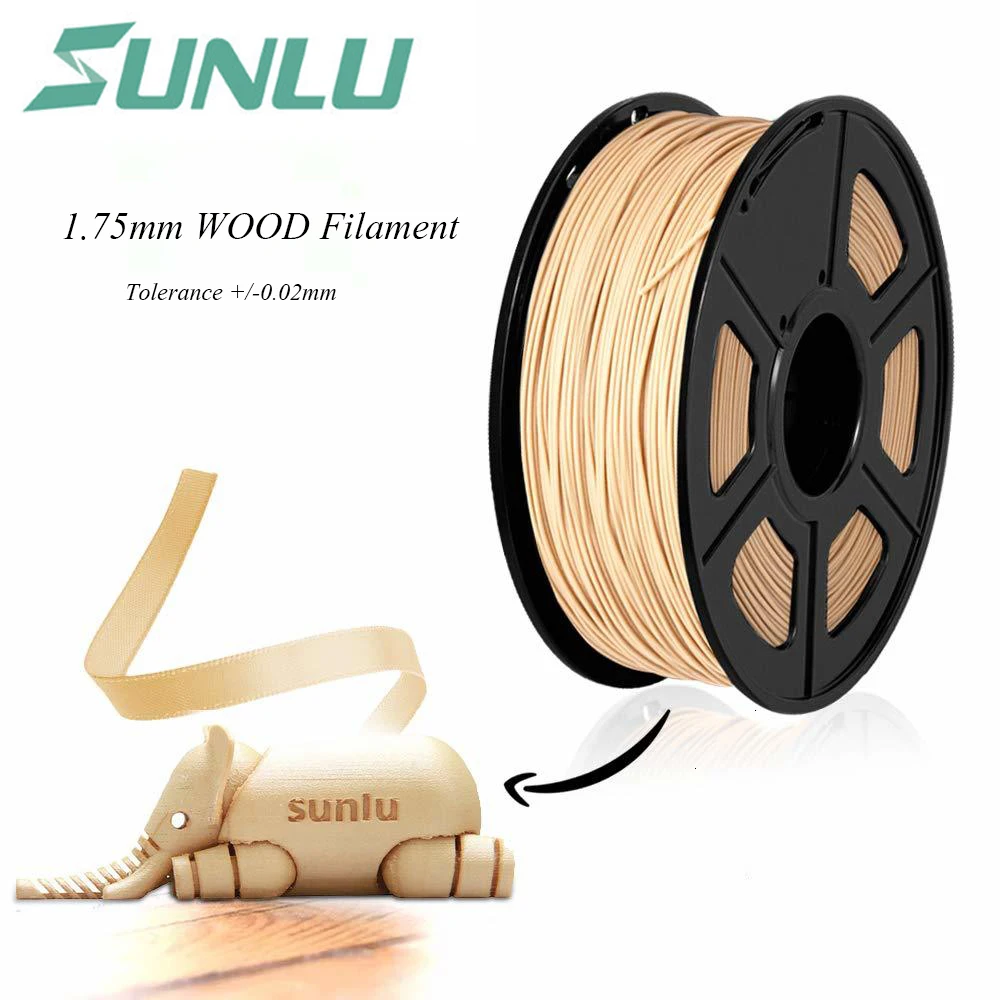 SUNLU 1,75 мм Дерево PLA 3d принтер нить 1 кг деревянный эффект 3d материалы для печати точность измерения+/-0,02 мм