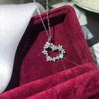 huitan romantic flowers heart necklace full shiny white cubic zirconia luxury fashion women jewelry exquisite gift wholesale lot