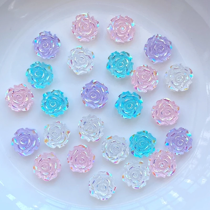 

60Pcs New Cute Mixed Mini Flower Resin Figurine Crafts Flatback Cabochon Ornament Jewelry Making Hairwear Accessories