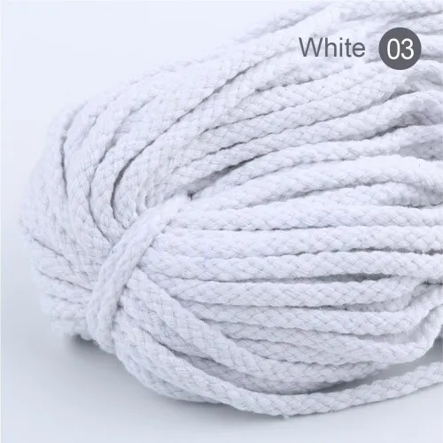 5M White 5 м/лот, 5 мм, толстый цветной декоративный витой шнур, чистый белый, красный, розовый, зеленый, черный, вязаный шнур, Котон, декоративная веревка - Цвет: 5M White