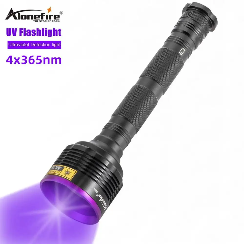 

Alonefire SV44 4x365nm HIGH POWER Blacklight Ultraviolet Flashlight for Dog/Cat Urine Pet Urine Detector Hunting Scorpions