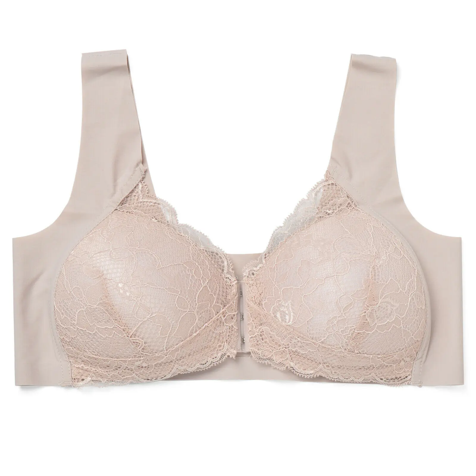 

Кружевной бюстгальтер с передней пряжкой, женские бюстгальтеры пуш-ап больших размеров с мягкими чашечками, женское нижнее белье с тонким вырезом на косточках