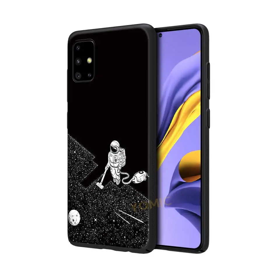 

Moon Stars Space Astronaut Case for Samsung Galaxy A51 5G A71 A50 A21s A31 A20e A41 A70 A30 A11 A40 A20s A10s Black TPU Cover