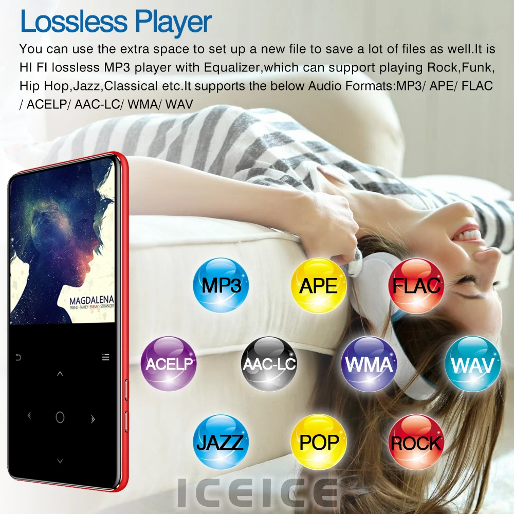Mp3-плеер ICEICE с bluetooth и динамиком сенсорным экраном 2 4 дюйма hi-fi fm-радио |