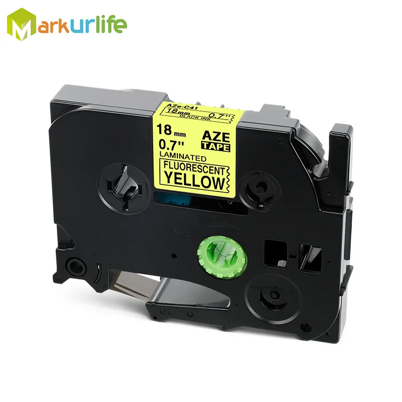 Black on Yellow Многоцветный совместимый Ламинированный tze 241 tze241 18 мм черный на белой ленте TZe-241 tz-241 для принтера brother p-touch TZE-141 - Цвет: Black on Yellow