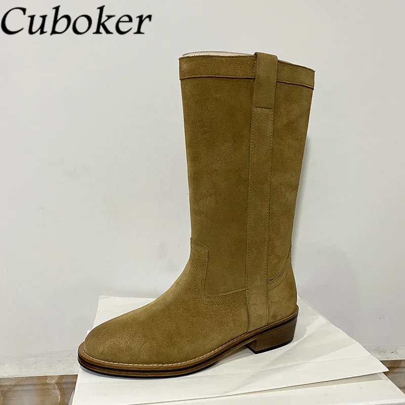 

Kid Suede Riding Boots Women Flats Slip On Winter Shoes For Women Brand Designer Shoes Knight Boots Female Women Shoes Zapatos