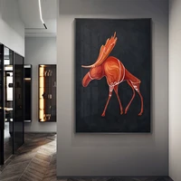 modern red horse canvas painting nordic animal print and poster home wall art decor living room decoration sala cuadros pictures