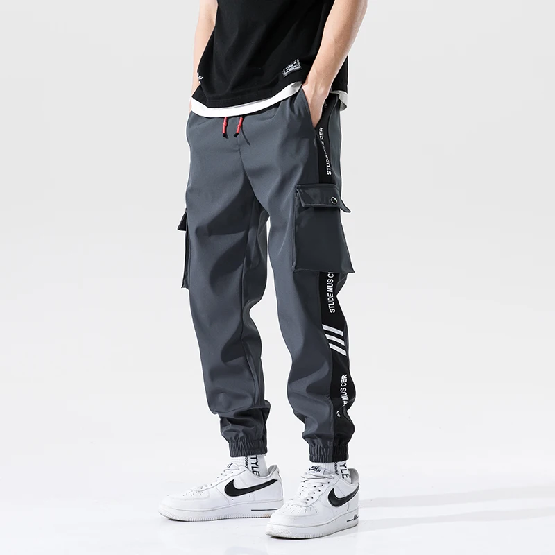 Харадзюку брюки для бега мужская Японская уличная одежда военные брюки-карго