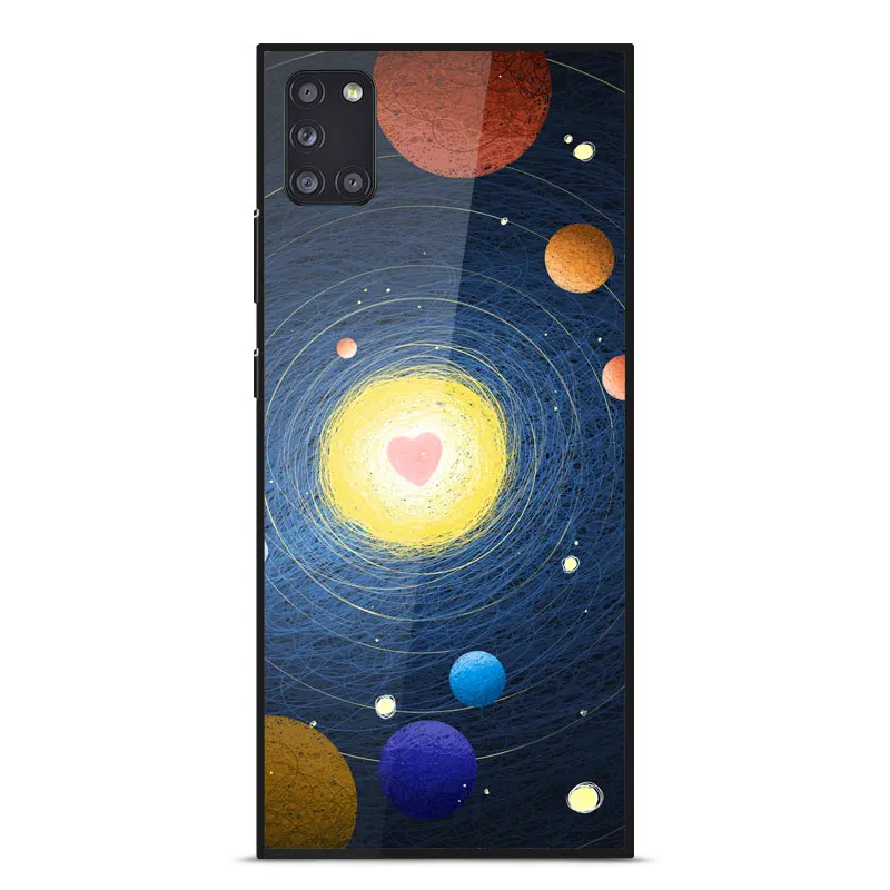 

Phone Case For Samsung A31 Fashion Silicone Frame Tempered glass protection shockproof Back Cover For Samsung A31 SM-A315F Cover