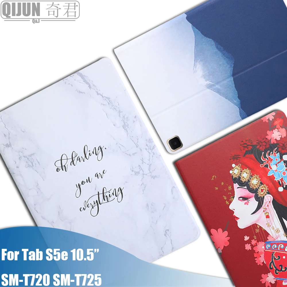 

tablet flip case for Samsung Galaxy Tab S5e 10.5" 2019 protective Stand Cover Silicone soft shell painting for SM-T720 SM-T725