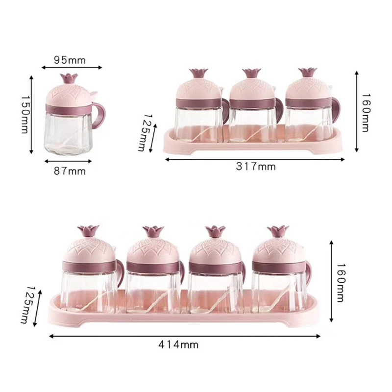 Стеклянная банка для специй в скандинавском стиле с крышкой и ложкой прозрачная